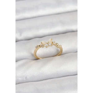 Kelebek Model Gold Renk Pirinç Kadın Yüzük