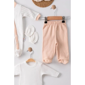 Kelebek Nakışlı Tulumlu % 100 Pamuk Erkek Bebek 5li Set