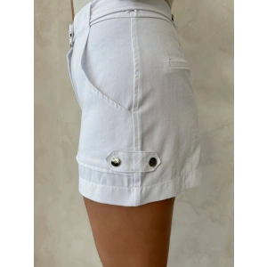 Kemer detaylı gabardin şort beyaz s25289