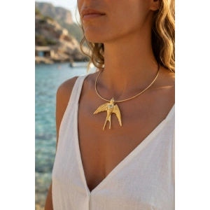 Kırlangıç Model Gold Renk Choker Kadın Kolye