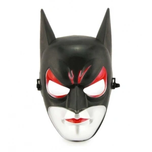Kırmızı Gözlü Siyah Batman Maske - Lastikli Batgirl Maskesi 28x17 cm