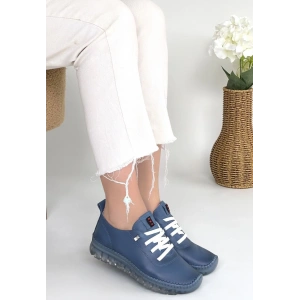 Kitta Mavi Deri Bağcıklı Spor Ayakkabı