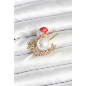 Kızaklı Kardan Adam Model Yılbaşı Temalı Broş