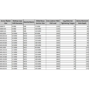 Klipsli Çelik Dübel M12X110 ( 5 Adet)
