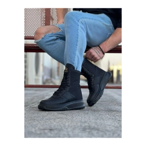 Kömür Cilt Uzun Bağcıklı  Bot