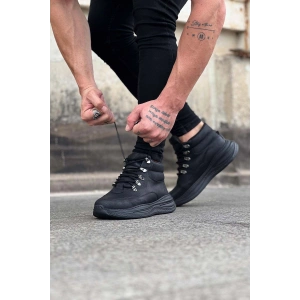 Kömür Cilt Yüksek Taban Yarım Bilek Bot