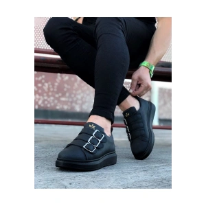 Kömür Tokalı Kalın Taban Erkek Ayakkabı