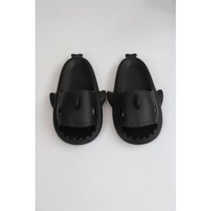 Köpekbalığı Siyah Unisex Tam Ortopedik Terlik Shark Slides