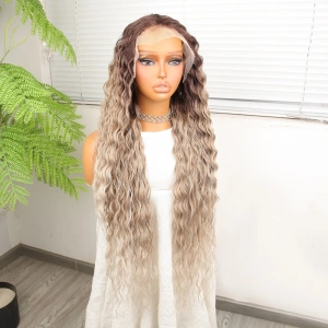 Kumral Beyaz Platin Ombre ve Röfleli Fiber Sen Tül Peruk