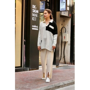 Kuş gözü triko takım Beyaz