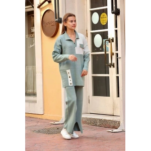 Kuş gözü triko takım Mint