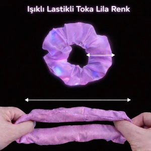 Lila Mor Renk Led Işıklı Lastikli  Tokası - 3 Modlu Festival & Parti  Tokası