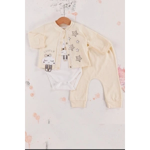Lovely Yıldız Desenli 3lü Hırkalı Kız Bebek Takım