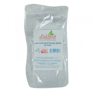 Lüks Çatal Sert Plastik Şeffaf 50 Adet 1 Paket