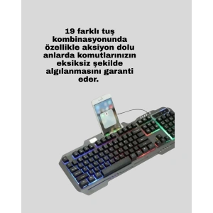 Mekanik Oyuncu Seti – LED Işıklandırma ve Ergonomik Mouse