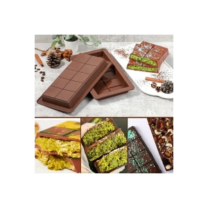 Meşhur Dubai Çikolatası Kalıbı Silikon - Büyük Tablet Çikolata Mum Kek Kalıbı Pasta Kalıbı