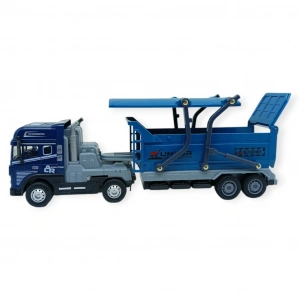 Metal Tır 1:24 - Sesli Işıklı Taşıyıcı Dorseli Tır 30 cm - Lacivert - 1 ADET