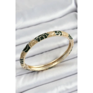 Mineli Pirinç Siyah ve Kahverengi Motifli Kadın Kelepçe