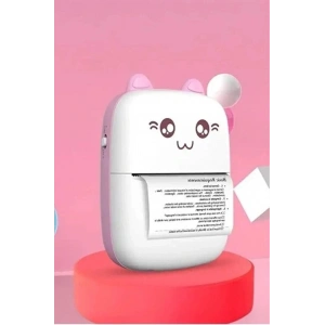 Mini Fotoğraf Yazıcı Kablosuz Etiket Yazıcı Baskı Makinesi Ios Android Uyumlu Termal Printer Pembe