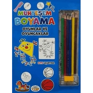 Muhteşem Boyama - Oyunlar ve Oyuncaklar + 6lı Boya Kalemi