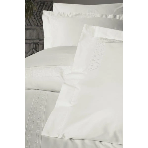 Nakışlı Çift Kişilik Saten Nev Takımı Luxe Ekru