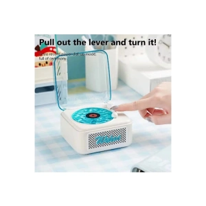 Nostalji Mini Plak Görünümlü Ralu Bluetooth Hoparlör 3d Ses Daası Retro Müzik Plak Beyaz
