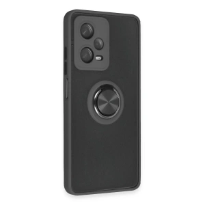 Note 12 Pro 5g Kılıf Montreal Yüzüklü  Kapak - Siyah