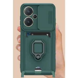 Note 13 Pro Plus Kılıf Zuma Kartvizitli Yüzüklü  - Yeşil