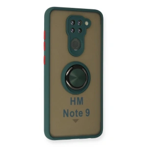 Note 9 Kılıf Montreal Yüzüklü  Kapak - Yeşil