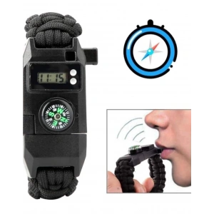 Paracord Dijital Saat Düdük Hayatta Kalma Kamp Bilekliği