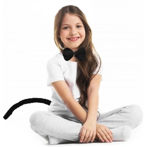 Peluş Siyah Renk Kuyruk ve Papyon Yetişkin Çuk Uyumlu