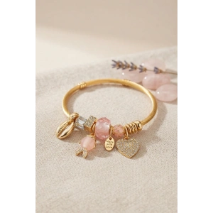 Pembe Balık Model Gold Renk Charmlı Bileklik