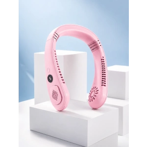 Pembe Boyun Tipi Fan USB Şarjlı Hafif Tasarım Güçlü Hava Üflemeli Serinletici