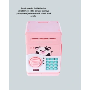 Pembe Elektronik Şifreli Otomatik Para Çeken ATM Kumbarası