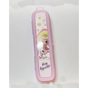 Pembe Multi Renkli Kapaklı Kalemlik Kutusu -Çanta İçi Saklama - Diş Fırçası - Makyaj Fırçası Kutu