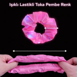 Pembe Renk Led Işıklı Lastikli  Tokası - 3 Modlu Festival & Parti  Tokası