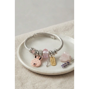 Pembe Şans Tavşanı Charmlı Bileklik