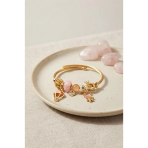 Pembe Uçan Model Charmlı Gold Renk Bileklik