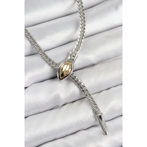 Pirinç Asansörlü Yılan Model Gümüş Renk Kadın Kolye