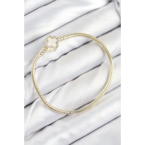 Pirinç Charm Zirkon Taşlı Yonca Model Gold Renk Kadın Bileklik