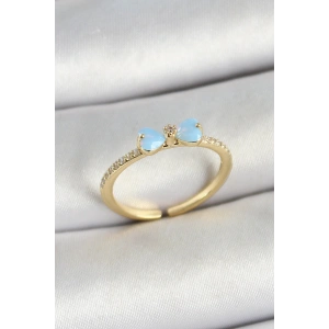 Pirinç Fiyonk Figürlü Zirkon Taşlı Gold Renk Ayarlanabilir Kadın Yüzük