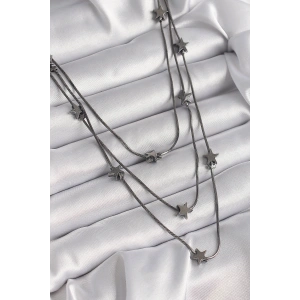 Pirinç Füme Renk 3Lü Yıldız Model Kadın Kolye