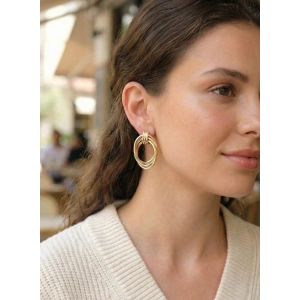 Pirinç Gold Renk Damla Model Vintage Kadın Küpe