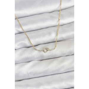 Pirinç Gold Renk Düğüm Kalp Model Kadın Kolye