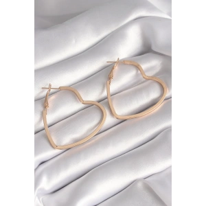 Pirinç Gold Renk Kalp Model Kadın Küpe