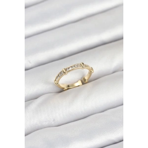 Pirinç Gold Renk Kemik Model Zirkon Taşlı Kadın Yüzük