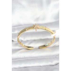 Pirinç Gold Renk Kutup Yıldızı Model Kadın Kelepçe Bileklik