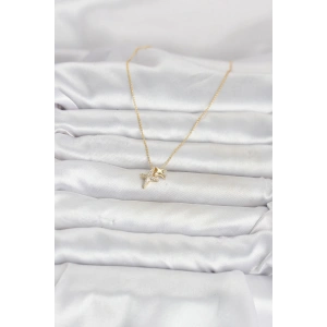Pirinç Gold Renk Minimal Kutup Yıldızı Model Kadın Kolye