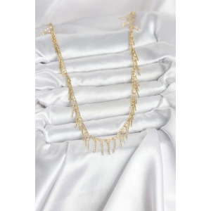Pirinç Gold Renk Saçaklı Model Kadın Kolye