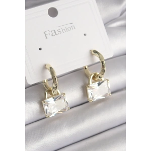 Pirinç Gold Renk Sallantı Zirkon Taşlı Çanta Model Kadın Küpe